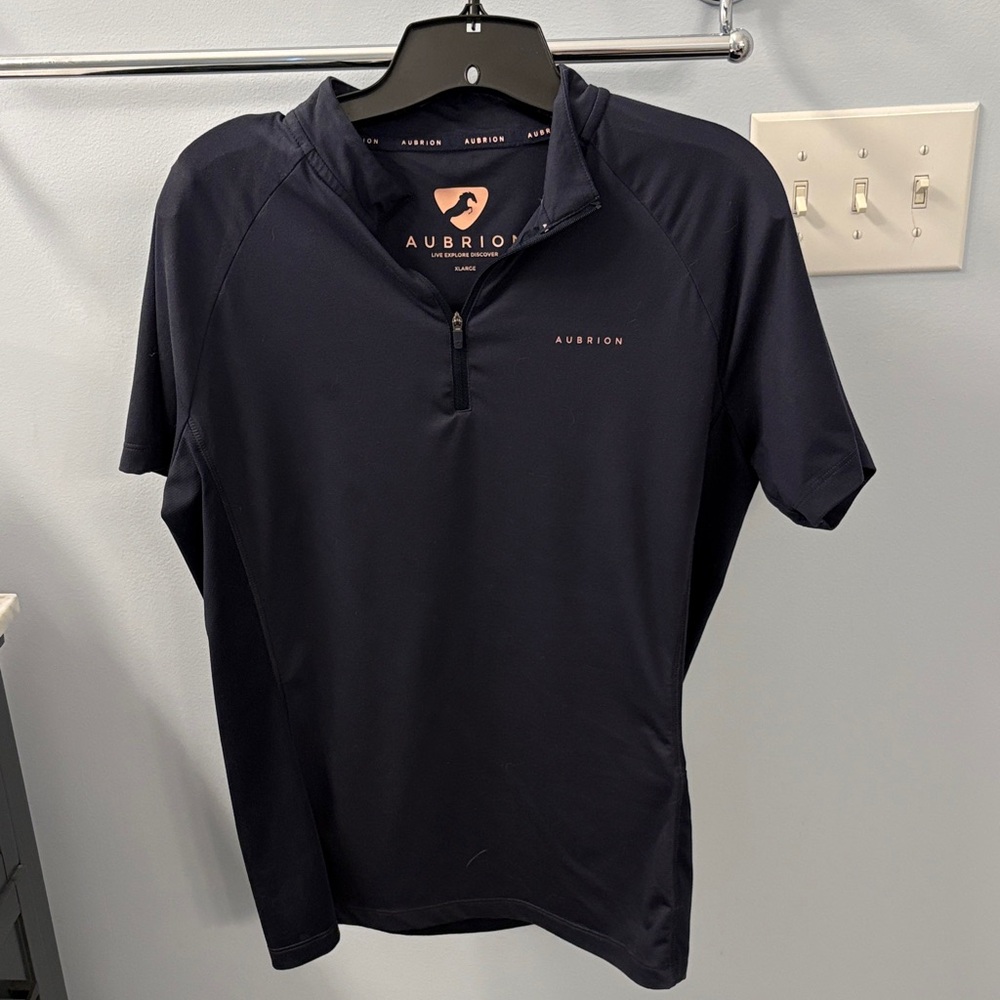 Aubrion Navy XL Short Sleeve Equestrian Shirt
